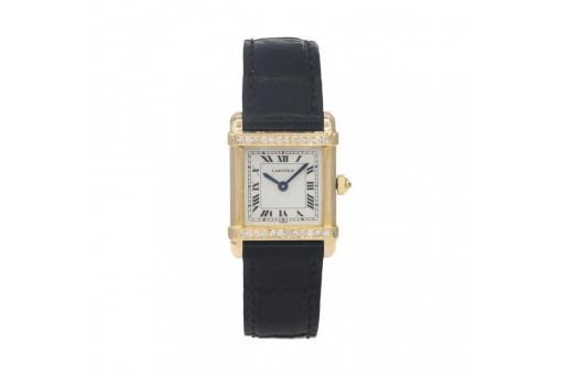 Damen Armbanduhr CARTIER Tank Chinoise 66009 mit Brillanten in 18 Kt. 750 Gold