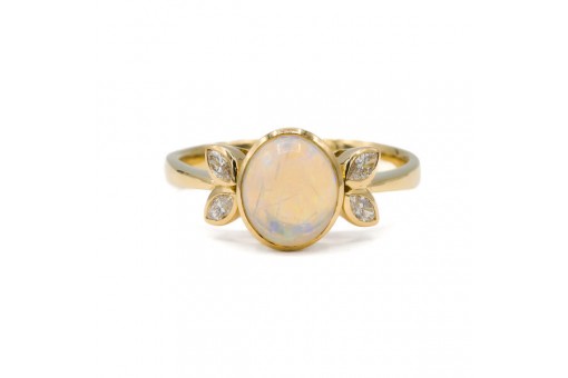 Ring mit Opal und Diamanten Brillanten in 750 18 kt Gold Damen Gr&ouml;sse 56