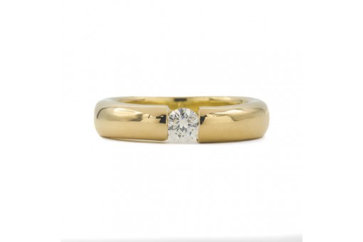 Ring Bandring mit Brillantsolit&auml;r 0,30 ct. in 18 Kt. 750 Gold Gr. 54