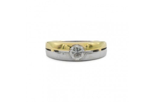 Ring Bandring mit Brillantsolit&auml;r 0,75 ct. in 18 Kt. 750 Gold Gr. 60