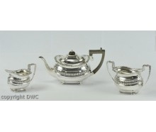 Tee Service Art Deco England Chester Antik aus 925 er Silber Kanne Zucker