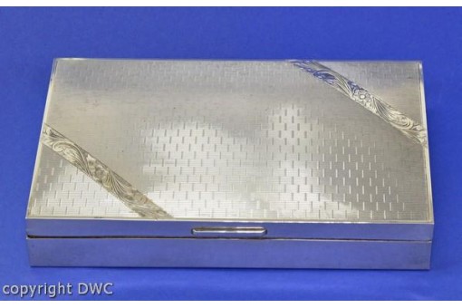 Schatulle Schachtel Zigarren Kiste in 800 er Silber mit Holz antik