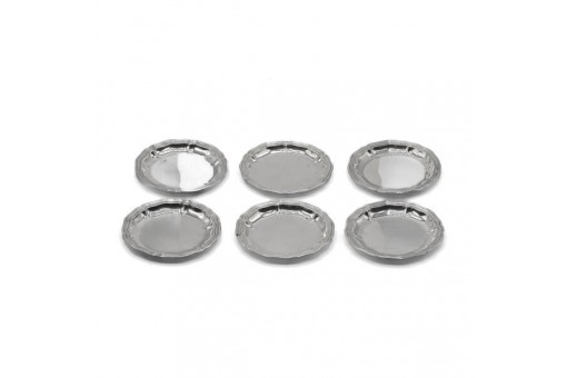 6 Untersetzer Sch&auml;lchen in 835er Silber 9cm &Oslash; silver coasters