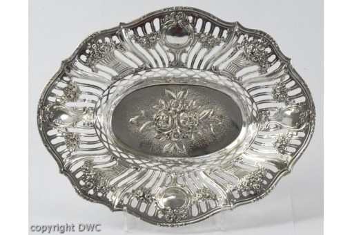Kolb K&ouml;rbchen Schale in 800 er Silber mit Blumen Jugendstil antik