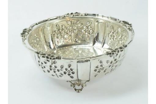 Anbietschale mit Blumendekor aus in 925 er Sterling Silber Sch&uuml;ssel Korb