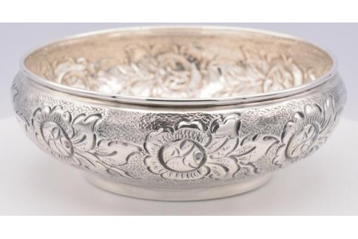 Silberschale Anbietschale in 900 Silber silver bowl florales Design.