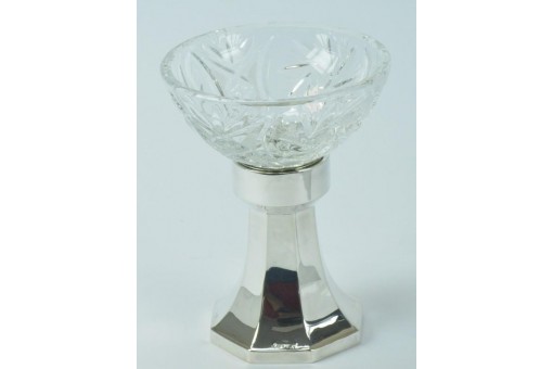 Kristallschale mit Sockel in aus 800 er Silber Schale Bowle .