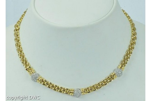 Collier Hals Kette mit Diamanten 750 18Kt Gold Brillanten 42 cm 