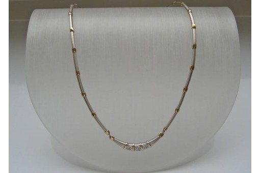 Collier Hals Kette mit Brillanten Diamanten 14 Kt 585 er Gold 42 cm 