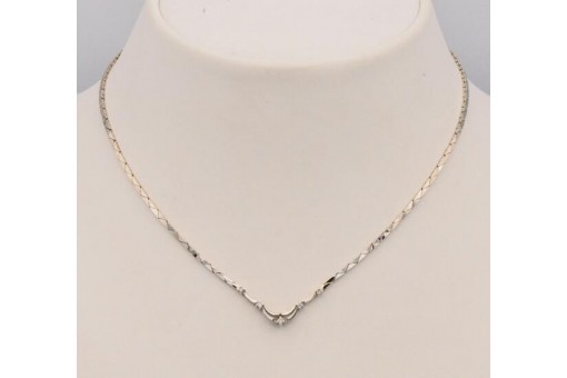 Kette Collier mit 5 Diamanten 0,06 ct in 14 Kt. 585 Gold Wei&szlig;gold 42 cm
