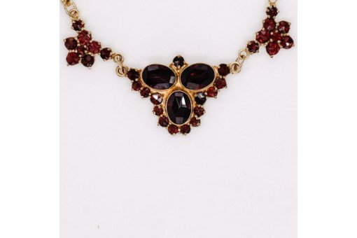 Collier Hals Kette mit Granate garnet in aus 8 Kt. 333 Gold Damen Tracht 45 cm