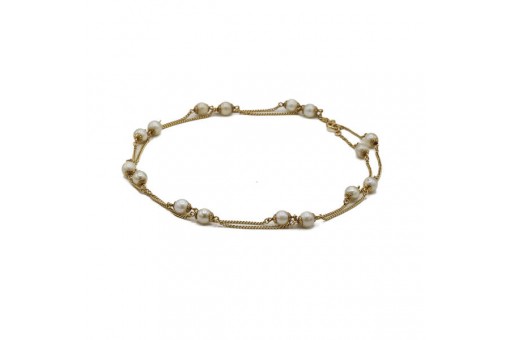 Kette mit 16 Perlen in 18 Kt 750 Gelbgold L&auml;nge 75 cm