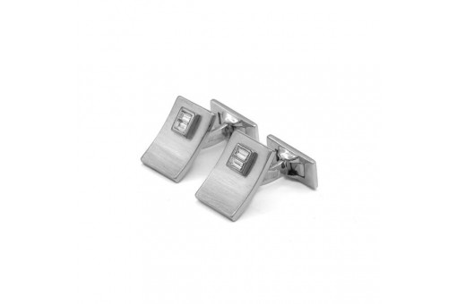 1 Paar Manschettenkn&ouml;pfe in 18 Kt. 750 Wei&szlig;gold cufflinks mit 4 Diamanten