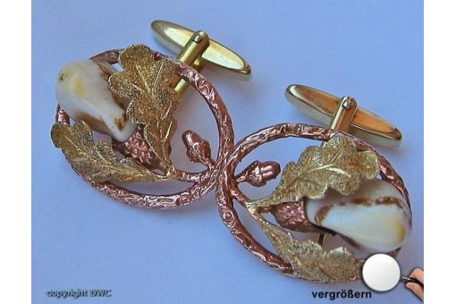 Manschetten kn&ouml;pfe in 14 Kt 585 Gold mit Grandl Tracht Trachten Herren 