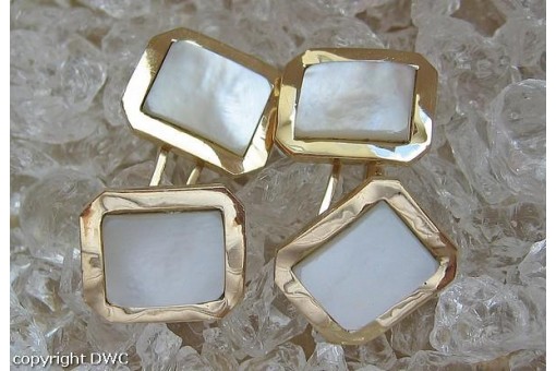 Manschetten Kn&ouml;pfe Halter mit Perlmutt 14 Kt 585 er Gold Herren .