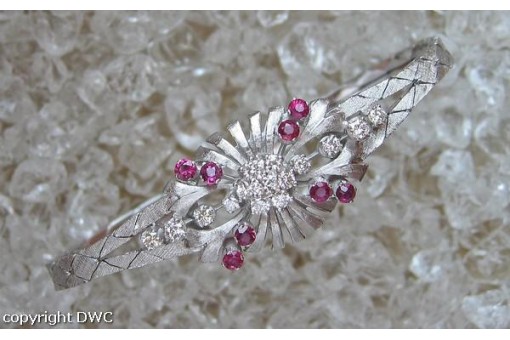 Armband mit Rubin Brillanten 14 Kt. 585 Weiss gold L&auml;nge 17,5 cm Diamanten 