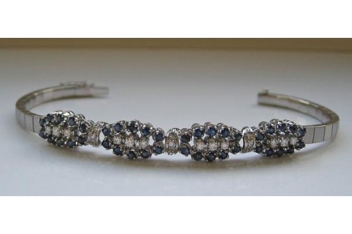 Armband mit Brillanten Diamanten 18 Kt 750 Wei&szlig; Gold Saphire Safire edel