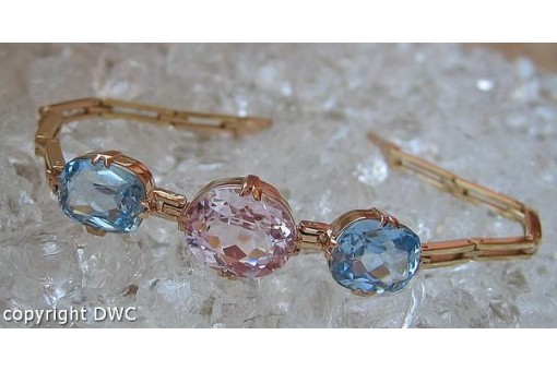 Armband mit Rosenquarz Spinell aus 14 Kt 585 er Gold Damen edel!