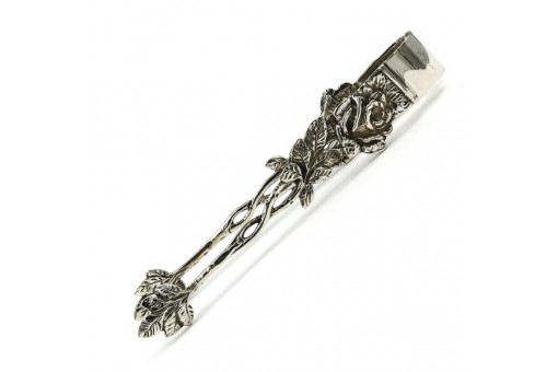 Silberzange 835 Silber Art Deco nach 1949 Bl&auml;tter Zuckerzange Antik 10,5cm Lang