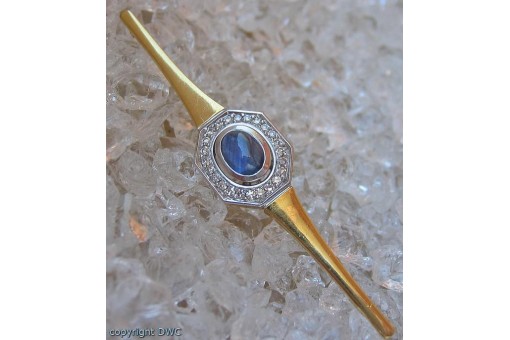 Anstecken Nadel Pin Brosche mit Saphir Safire Diamant 18 Kt 750 Gold Brillant 