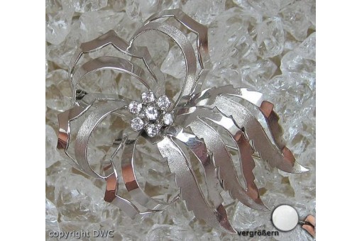 Ansteck nadel Brosche Broschen in 18 Kt. 750 er Weiss gold mit Kristall Designer