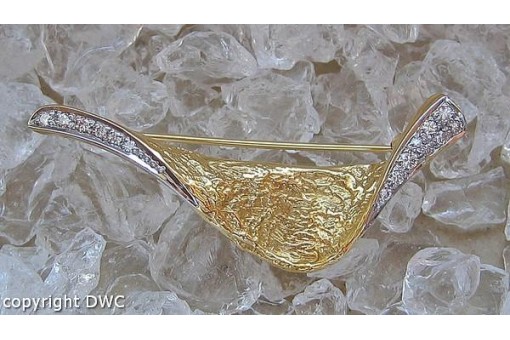 Ansteck Nadel Brosche Pin mit Brillanten Diamanten in 18 Kt. 750 er Gold 