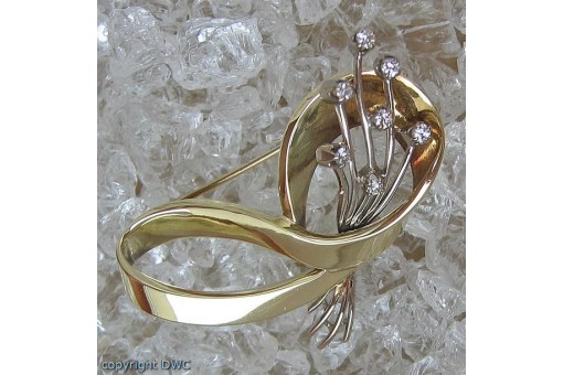 Ansteck Nadel Brosche mit Diamanten Brillant Brillanten in 14 Kt. 585 er Gold 