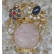 Ansteck Nadel Brosche in 585 Gold  Rosenquarz Safir Rubin Diamant top!