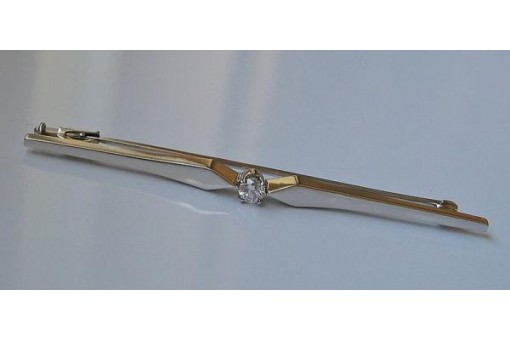 Ansteck Nadel Brosche mit Solit&auml;r Diamant in 14 Kt 585 er Wei&szlig; Gold