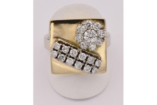 Ring mit 21 Brillanten Diamanten 2,3 ct in 18 Kt 750 Gold 67 Edel