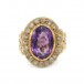Ring mit Amethyst und 20 Diamantrosen 18 Kt. 750 Gold antik Gr. 57 Sammlerstück