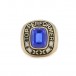 College Ring mit Brillanten 0,35 ct. und blauem Stein 1991 in 10 Kt. Gold Gr. 56