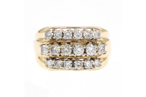Ring mit 18 Brillanten Diamanten 1,0 ct in 14 Kt 585 er Gold Gr&ouml;sse 52 fein