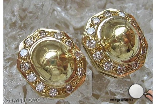Ohr Stecker in 18 Kt 750 Gold Ohrringe mit Brillanten Diamanten Ringe 