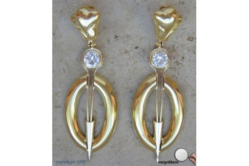 Ohrstecker Ohrh&auml;nger Ohrringe Ohrclips in 18 kt. 750 er Gold mit Kristall