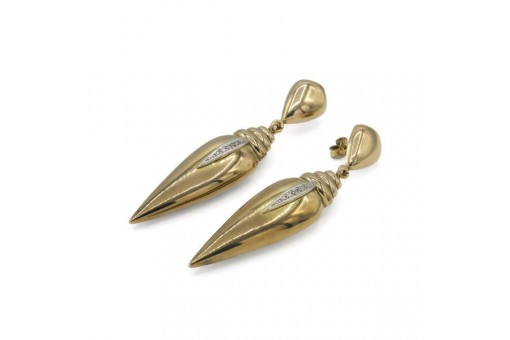 1 Paar Ohrringe Ohrh&auml;nger mit Diamanten in 8 Kt. 333 Gelbgold earrings