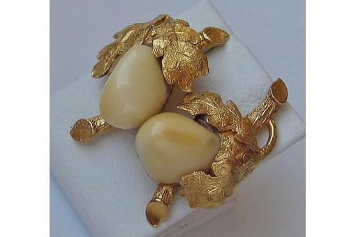 Ohrringe mit Grandln aus 14 Kt. 585 Gold Trachten Grandlohrringe Hirsch 