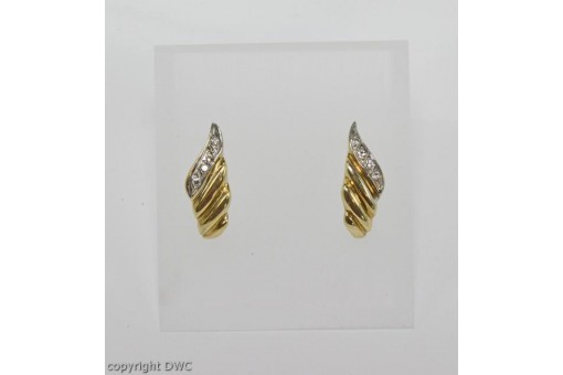 Ohr Ringe Stecker mit Diamant Diamanten Brillant Brilliant 14 Kt 585 er Gold .