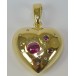 Clip Anhänger Herz mit Rubine Brillanten 18 Kt 750 er Gold Diamanten 