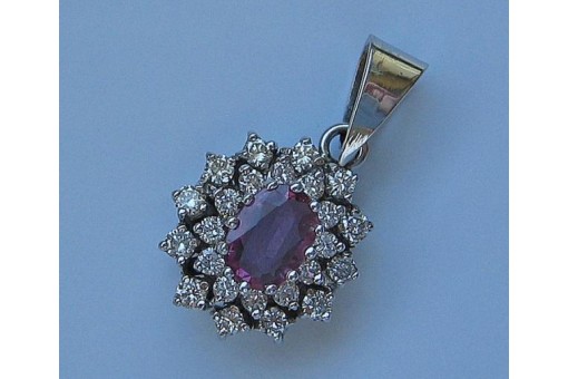 Anh&auml;nger mit Brillanten Diamanten Rubin aus 18 Kt 750 Gold Rubine 