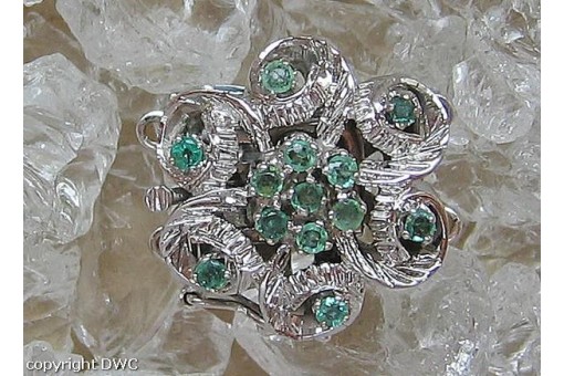 Schliesse Verschluss f&uuml;r Perlen Ketten Collier mit Smaragd 18 Kt. 750 er Gold 