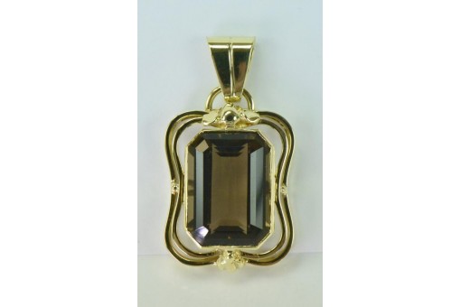 Anh&auml;nger mit Rauchtopas Topas in 14 Kt 585 Gold pendant
