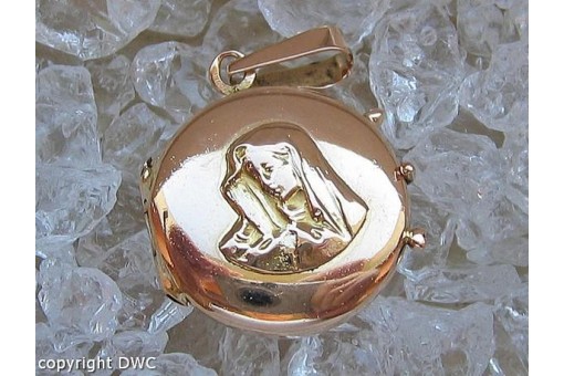 Antiker Medaillon Anh&auml;nger in aus 18 Kt 750 Gold 2 Fotos Mutter Gottes Glauben 