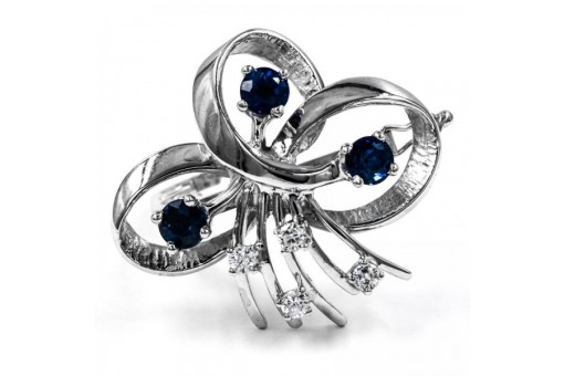 Anh&auml;nger Clip f&uuml;r 2 reihige Perlenkette mit Safire Brillanten 14 Kt. 585 er Gold