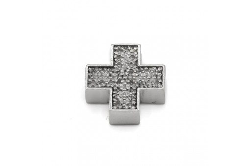 Anh&auml;nger Kreuz mit Diamanten in 14 Kt. 585 Wei&szlig;gold pendant