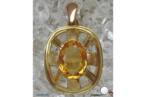 Anh&auml;nger mit Zitrin 333 er Gold Tracht Citrin Citrine Antik Art Deco Edel!