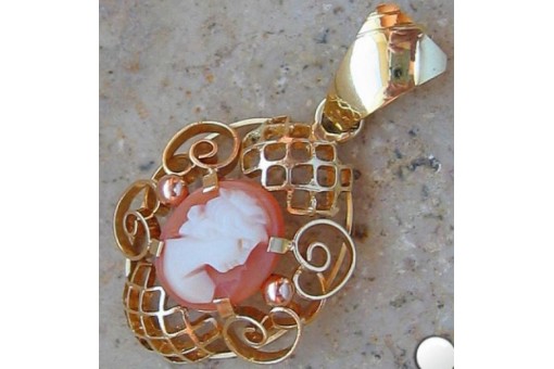 Anh&auml;nger mit Muschelgemme Gemme Antik Gold Gemmen 14 Kt. 585 er Tracht