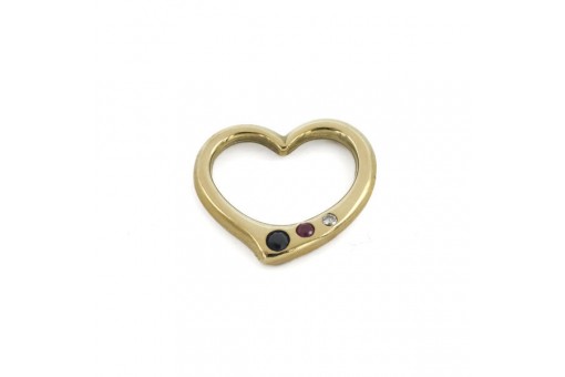 Anh&auml;nger Herz mit Rubin Safir Kristalle in 14 Kt. 585 Gelbgold
