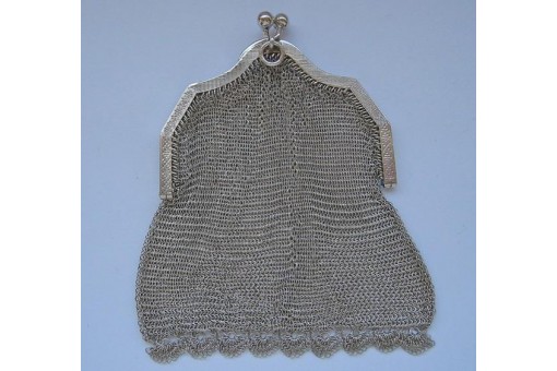 Tasche Geflochten Geldbeutel in 800 er Silber silver bag antik