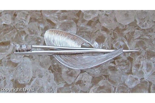 Ansteck Nadel Brosche mit Brillant Brillanten in 14 Kt 585 er Weiss Gold 